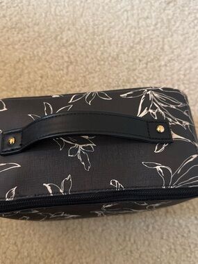 Black Floral Cosmetic Toiletry Bag with Handle